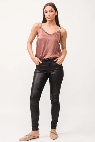 Gisele Coated Mid Rise Skinny Pants