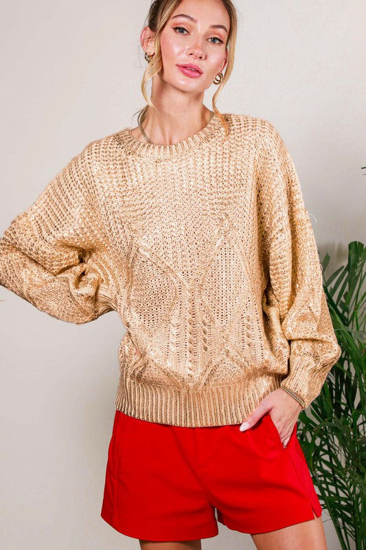 Gold Foil Metallic Sweater