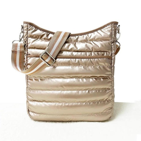 Gold Matte Metallic Puffer Crossbody