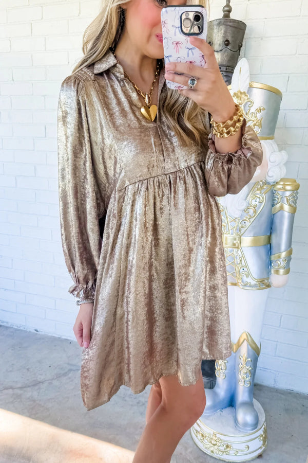 Gold Metallic Mini Dress