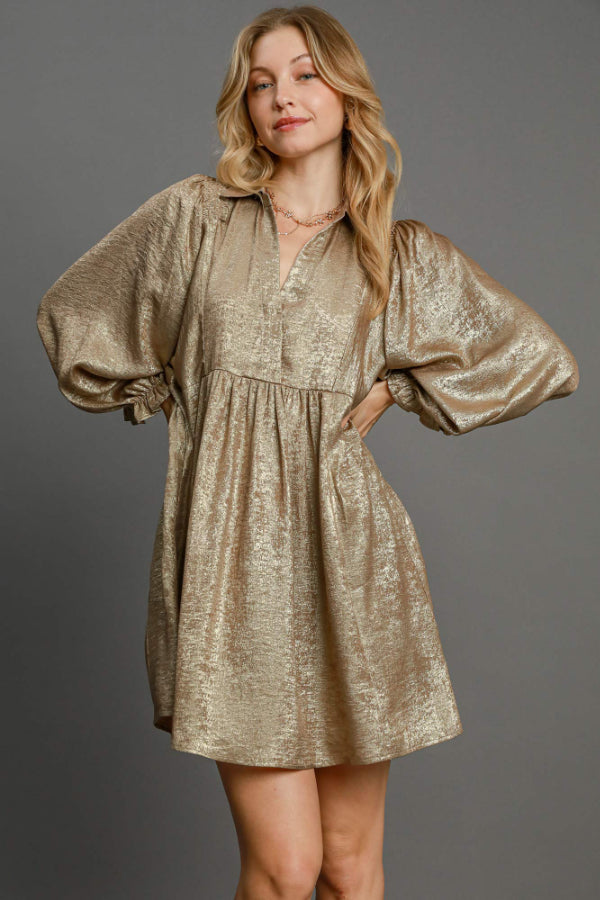 Gold Metallic Mini Dress