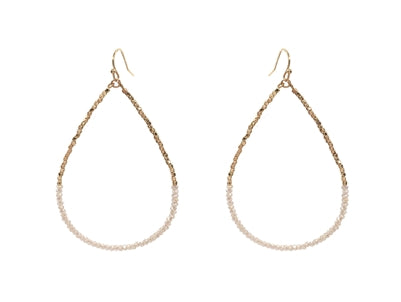 Gold Nugget & Crystal 2" Teardrop Earring