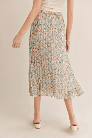 Green Thumbs Pleated Midi Skirt