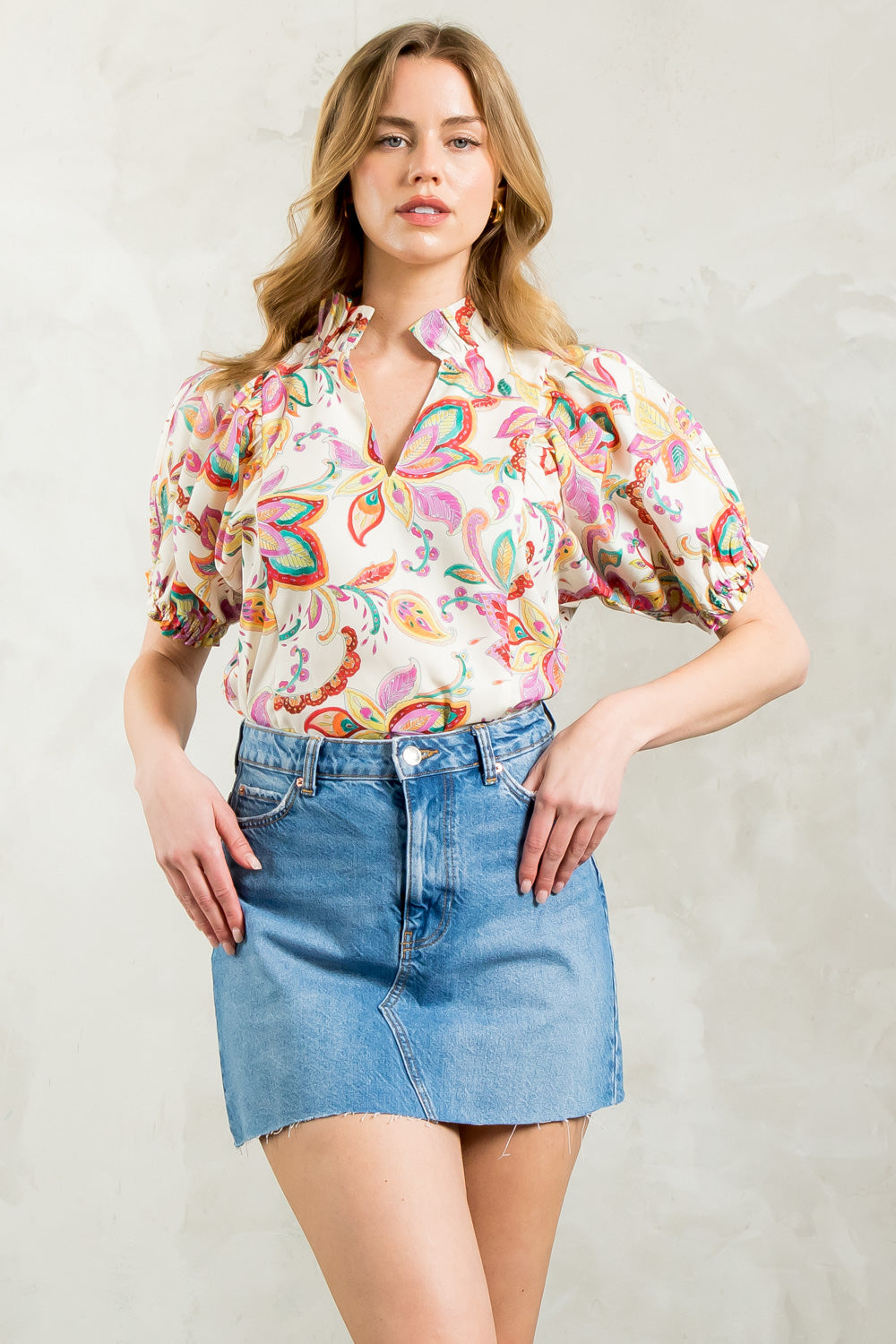 In Bloom V Neck Top