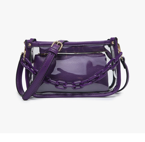 Purple Jessica Clear Crossbody