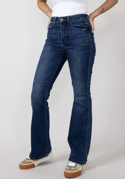 Embroidered Short Bootcut Jeans