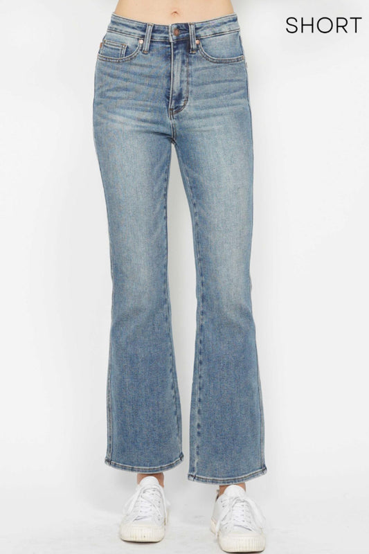 Embroidered Short Bootcut Jeans