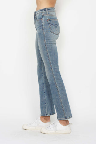 Embroidered Short Bootcut Jeans