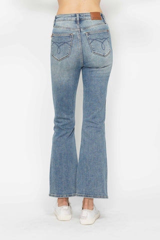 Embroidered Short Bootcut Jeans