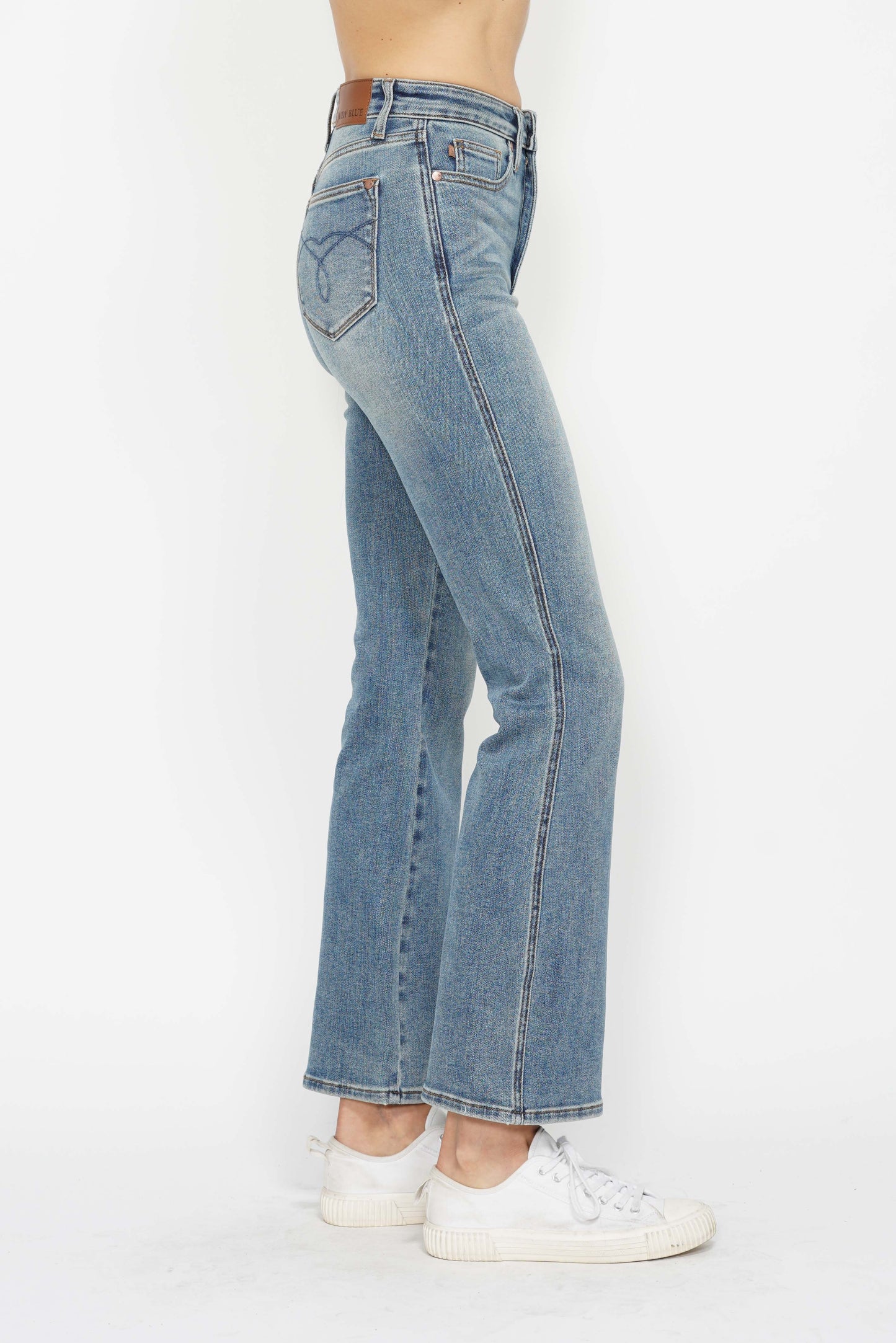 Embroidered Short Bootcut Jeans