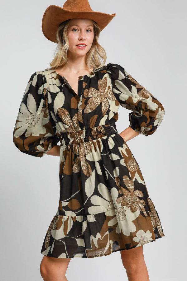 Elle Fall Floral Print Dress