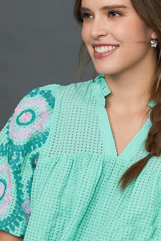 Checkered Seersucker Blouse