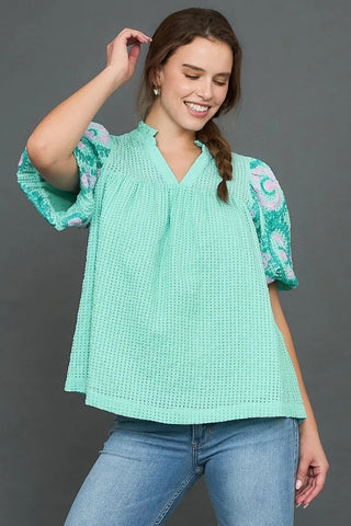 Checkered Seersucker Blouse