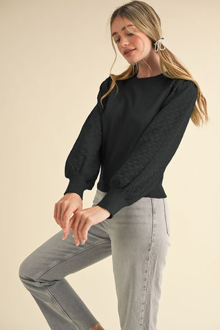 Pointelle Sleeve Sweater