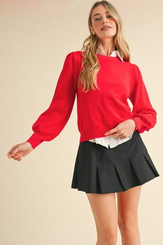 Pointelle Sleeve Sweater