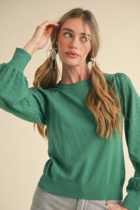 Pointelle Sleeve Sweater