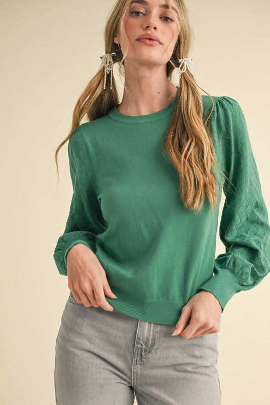 Pointelle Sleeve Sweater