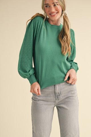 Pointelle Sleeve Sweater