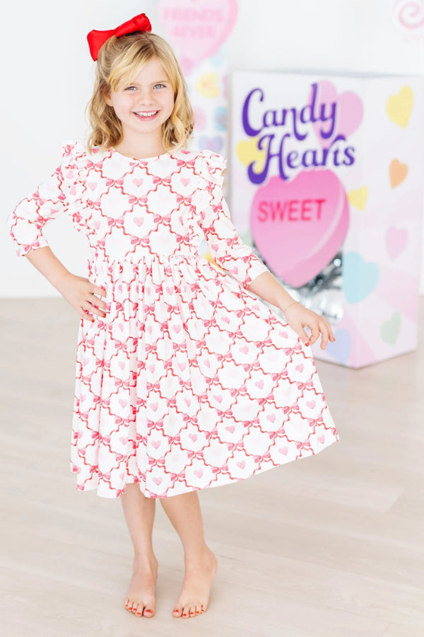 Girls Lovebug 3/4 Sleeve Ruffle Twirl Dress