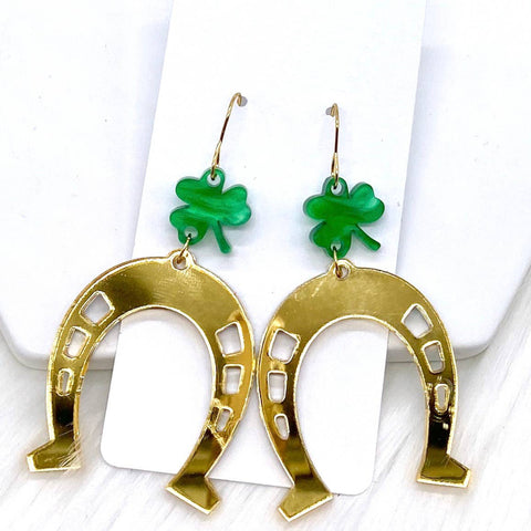 Lucky Horseshoe Acrylic Dangles Earrings