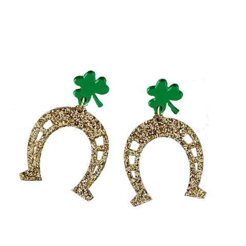 Lucky Horseshoe Dangles Acrylic Earrings