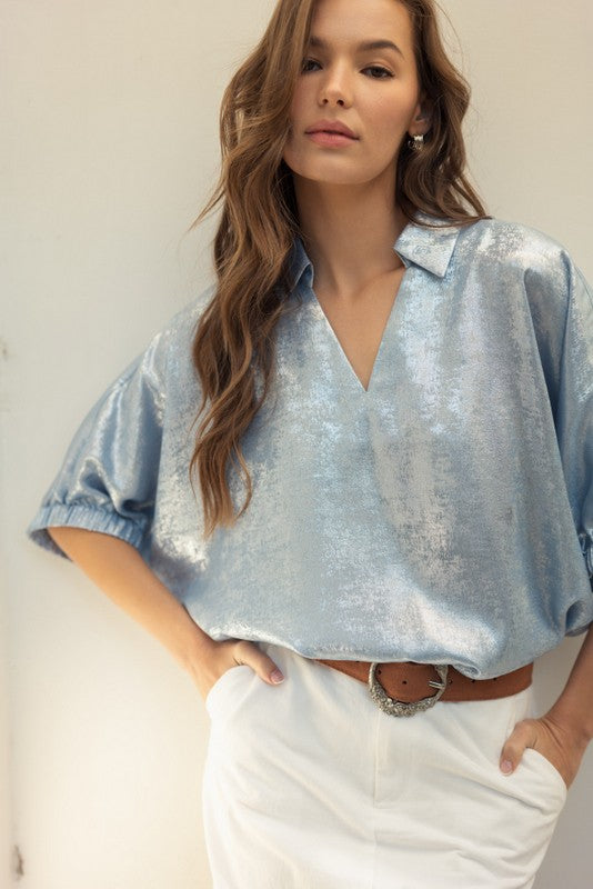 Metallic Dolman Sleeve Top