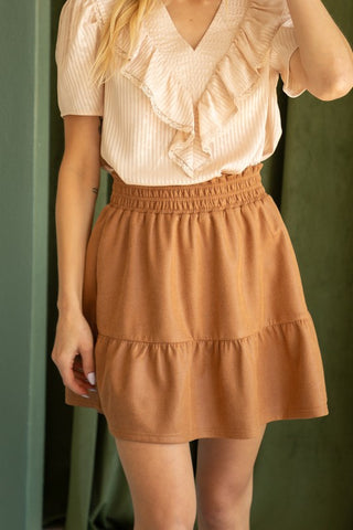 Elastic Suede Leather Skirt