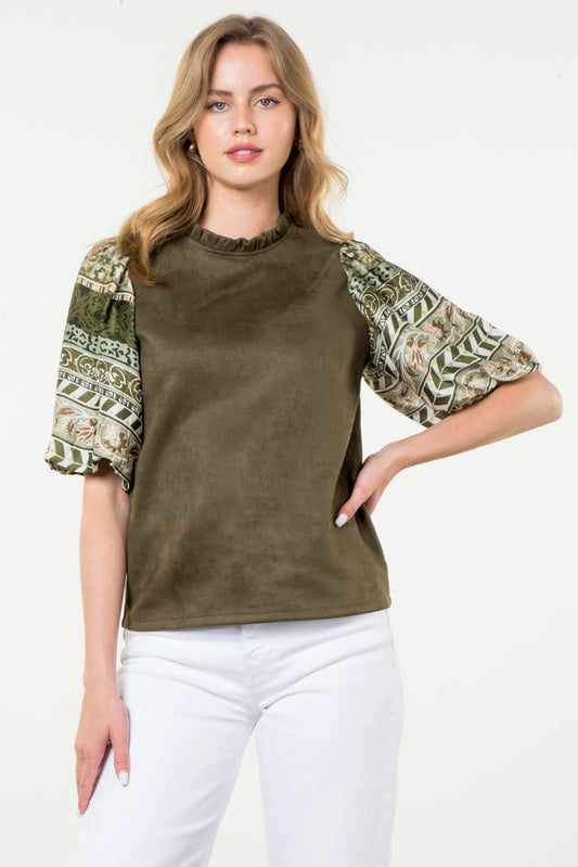 Liv Mixed Media Suede Top