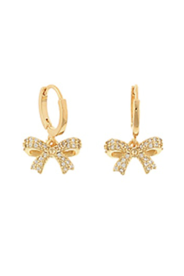 Pave Bow Dangling Hoops