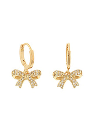 Pave Bow Dangling Hoops