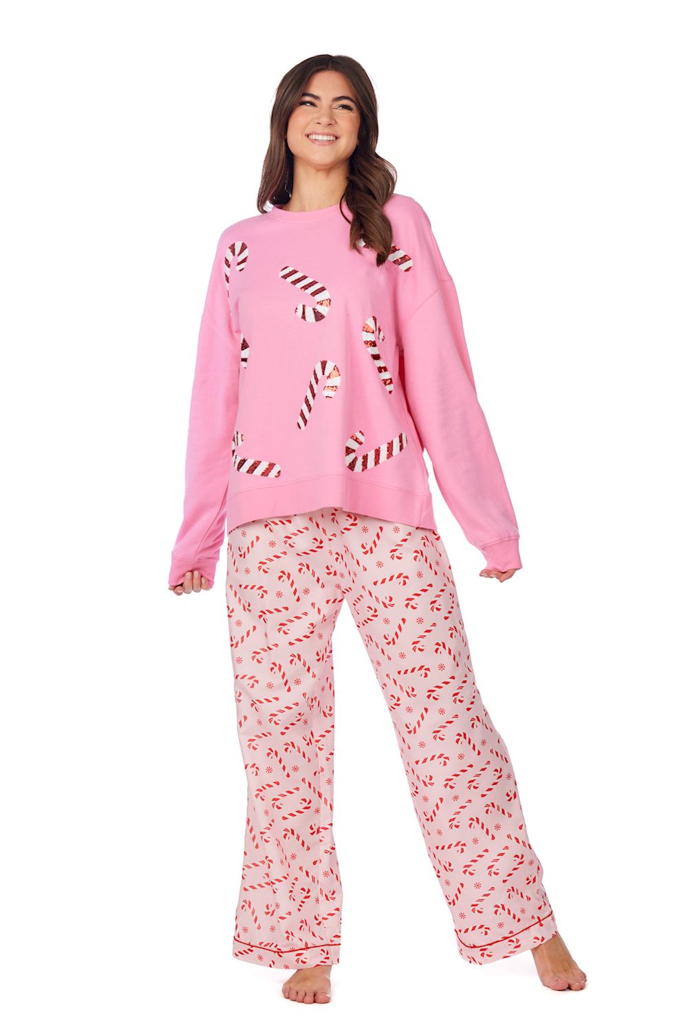 Pink Candy Cane Sparkle Sweatshirt