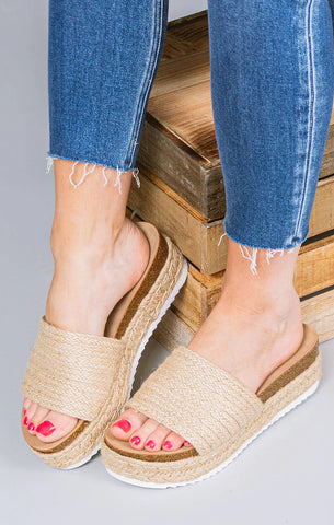 Natural Jute Raffia Platform Sandal