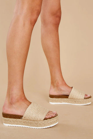 Natural Jute Raffia Platform Sandal