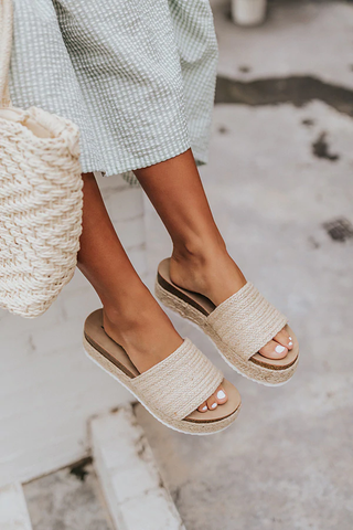 Natural Jute Raffia Platform Sandal