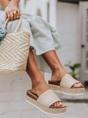 Natural Jute Raffia Platform Sandal