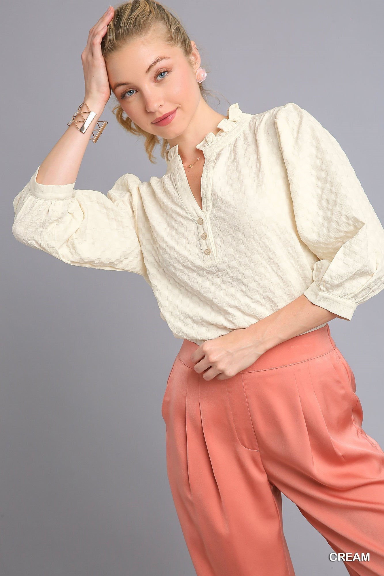 All Up To You Textured Blouse