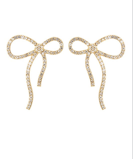 Rhinestone Bow Earrings