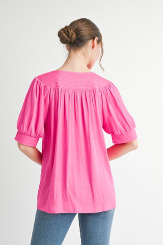 Satin Voluminous Sleeves Top