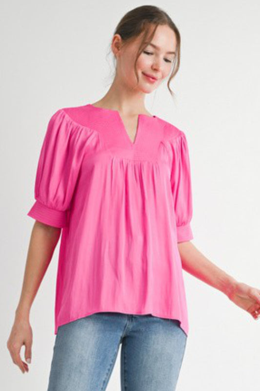 Satin Voluminous Sleeves Top