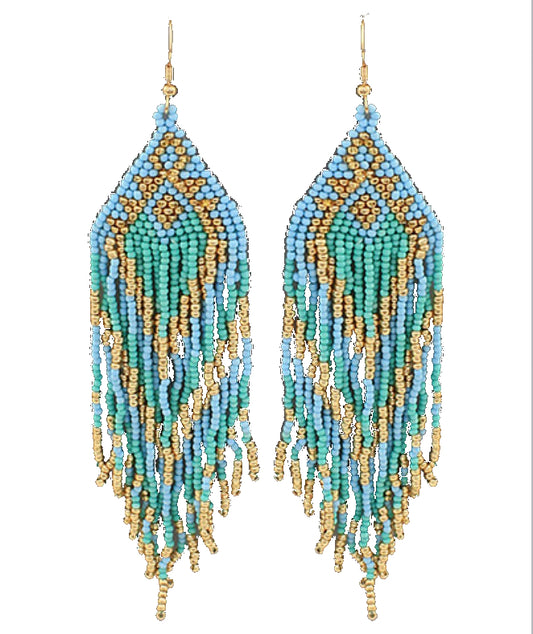 Seed Bead Fringe Earrings