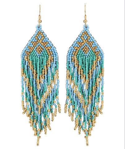 Seed Bead Fringe Earrings