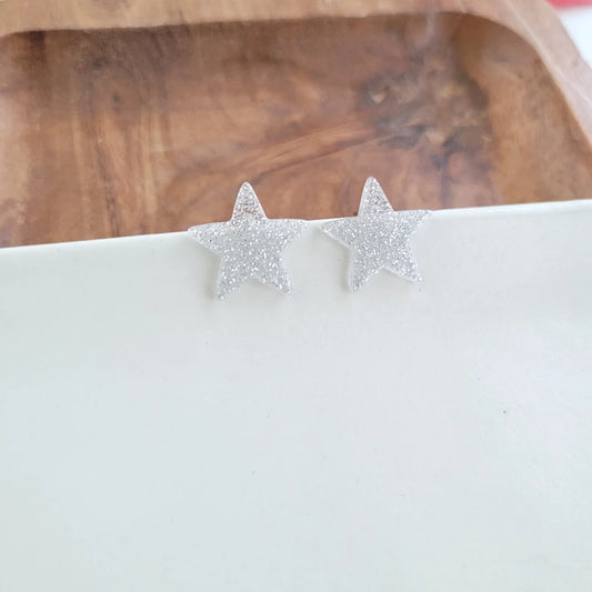 Sparkle Star Studs - Silver