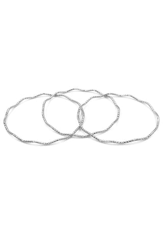 Silver Waved Textured Set of 3 Bangles