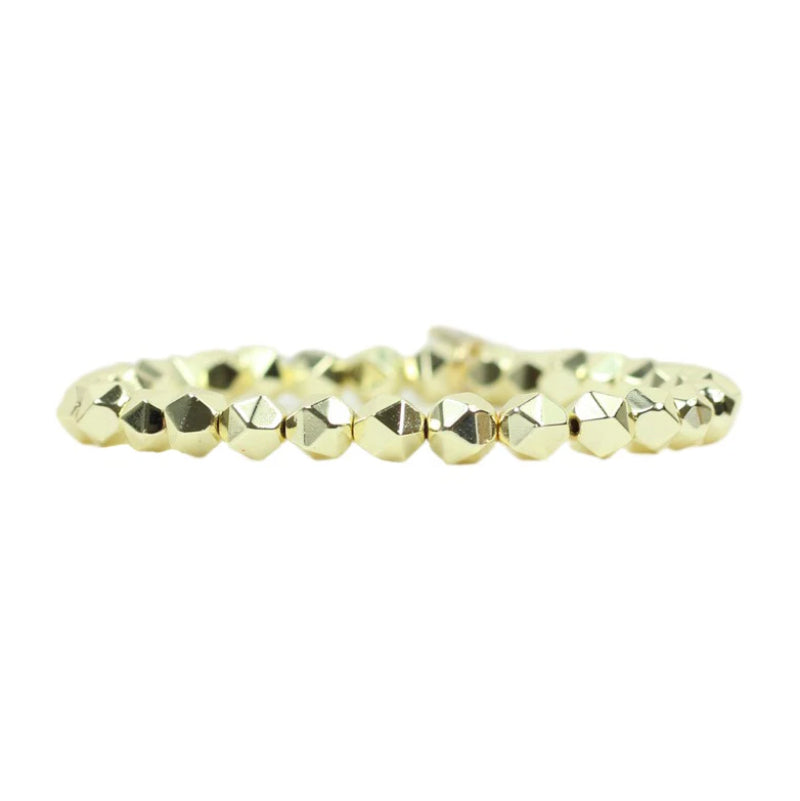 Gold Beaded Faceted Stretch Bracelet