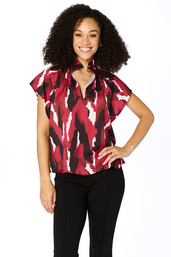 The Abstract Blouse Garnet & Black