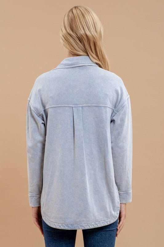 Washed Chambray Button Down Top