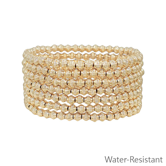 Water Resistant Gold Textured 4MM Beaded