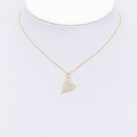 Gold Clear CZ Heart Shape Charm