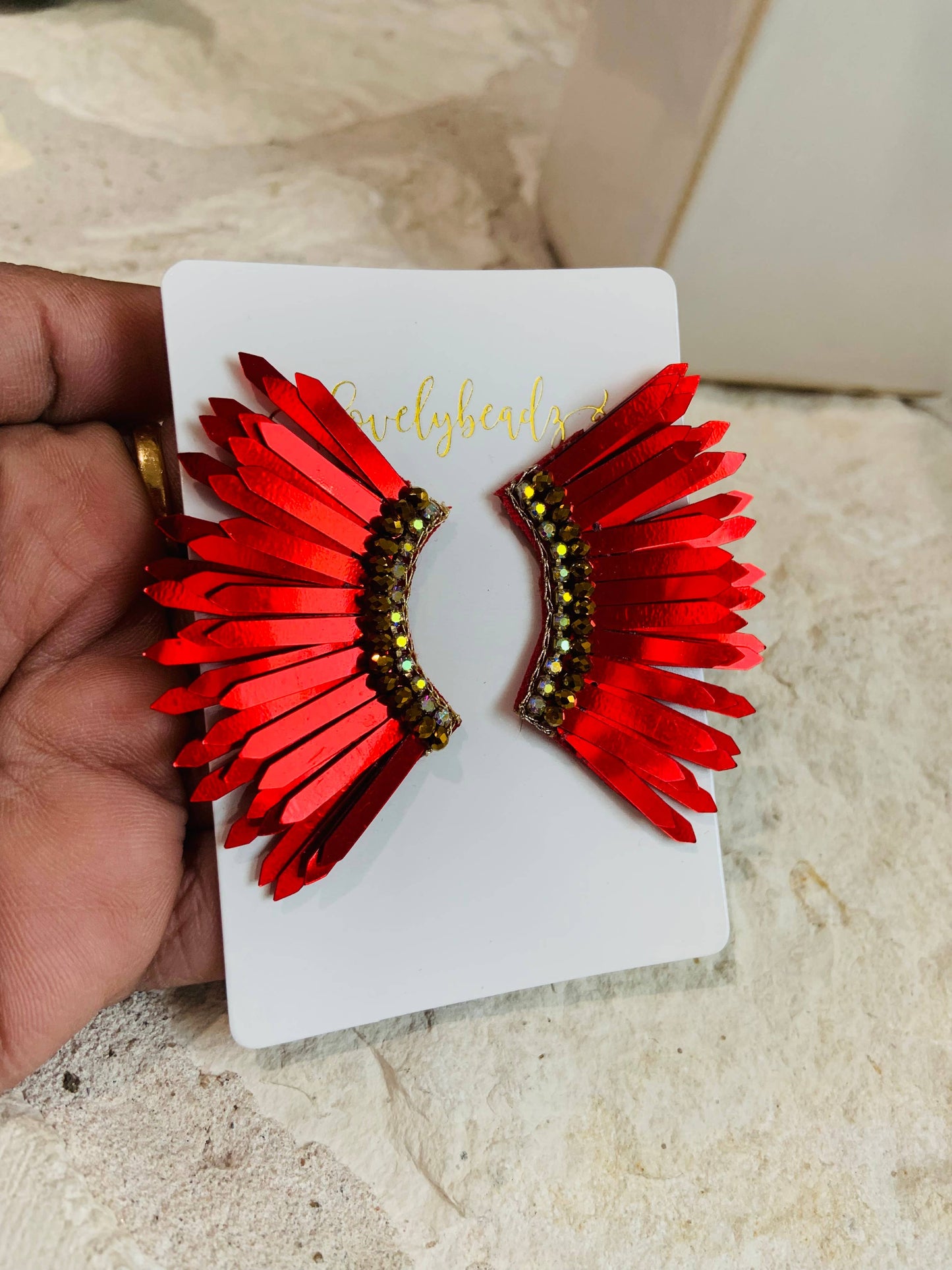 Red Feather Earrings