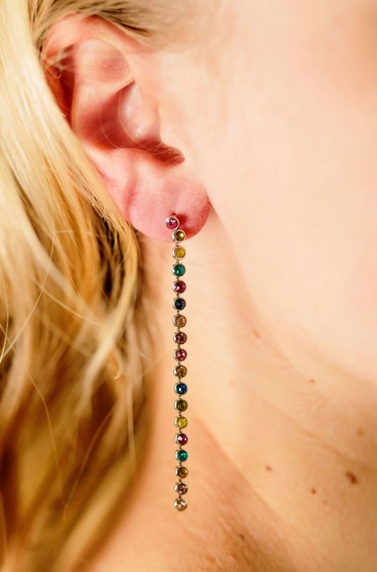 Colored Metal Drop Earrings